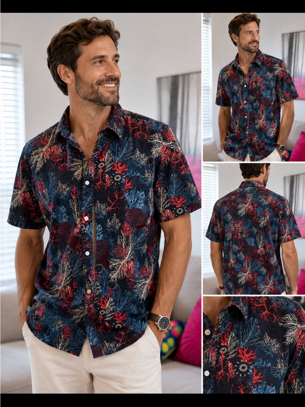 Multicolor red/blue Men’s Shirt 2X